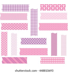  Washi Tape Scrapbook Patterns,Vector Elements.Vector Illustration.