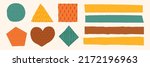 Washi tape set with different patterns. Scotch, color patterned adhesive tape collection, different size pieces. Scrapbooking collection, border banners, vector elements isolated on white background