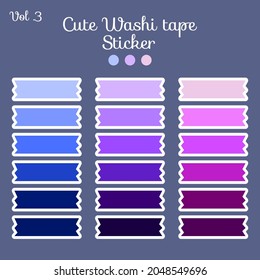 washi tape sticker with cute colorful paper collection with dot and line motif for simple journal decoration. printable stickers