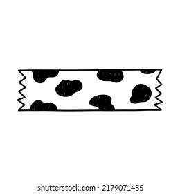 Washi tape strip with cute design isolated on white background. Scotch paper sticker. Vector hand-drawn illustration in doodle style. Perfect for cards, decorations, logo.