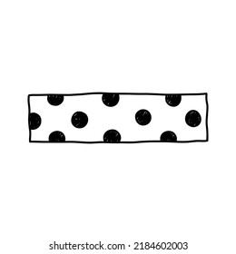 Washi tape strip with cute design isolated on white background. Scotch paper sticker. Vector hand-drawn illustration in doodle style. Perfect for cards, decorations, logo.