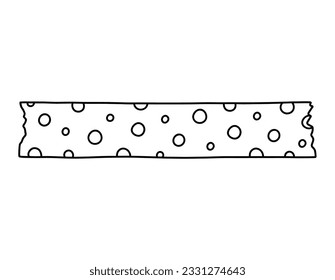 Washi tape strip with cute design isolated on white background. Scotch paper sticker. Vector hand-drawn illustration in doodle style. Perfect for cards, decorations, logo.