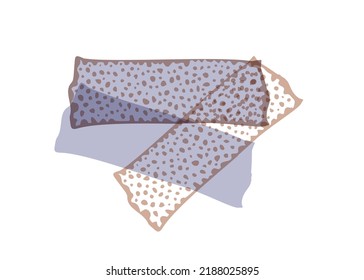 washi tape with wild print. Composition of pieces of colored patterned washi tape isolated on a white background.