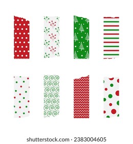 Washi Tapes Christmas collection of flat vector elements for scrapbook