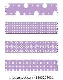 Colección de cintas de lavado con sombras en vector. Cintas decorativas para álbumes. Juego de cintas moradas. Navidad. Punto Polka
