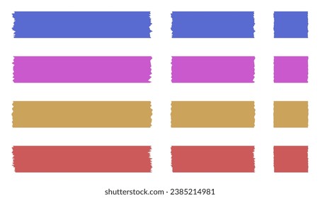 Washi tapes collection in vector. Pieces of decorative tape for scrapbooks. Set of colorful ribbons. Paper notes