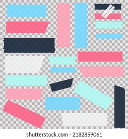 Red and pink washi tape strips. Semi-transparent masking tape or adhesive  strips. Valentine's Day, love, hearts. Design element for frames, borders,  scrapbooking, craft supplies and decoration. Stock Vector