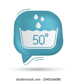 Washing at 50 degrees iconicon vector in speech bubble - Modern design
