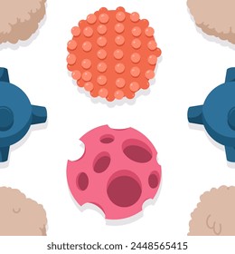 Washing balls vector cartoon seamless pattern.