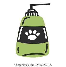 Washing bath soap foam home salon line art concept. Tools for pet grooming set. Vector graphic design illustration