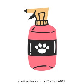 Washing bath soap foam home salon line art concept. Tools for pet grooming set. Vector graphic design illustration