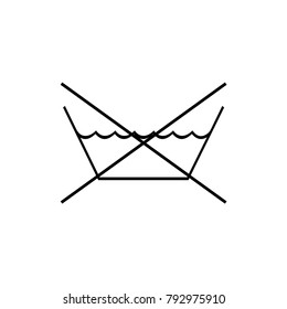 Washing and boil is forbidden. Warning mark care for textile, tissue, garment. Sign for label. Vector illustration
