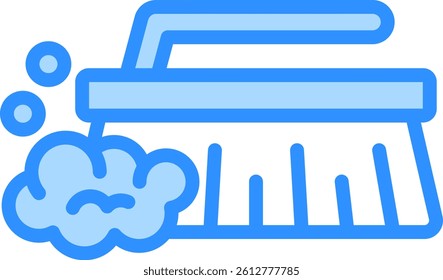 Washing Brush Icon Blue Color Vector Illustration