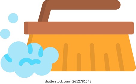 Washing Brush Icon Flat Vector Illustration