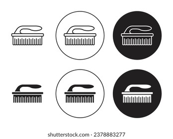 Washing brush icon set. scrubbing soapy scrub vector symbol in black filled and outlined style.