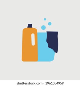 icono vectorial de ropa de cubo de lavado