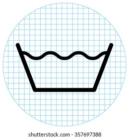 washing by machine or hands  - black vector icon
