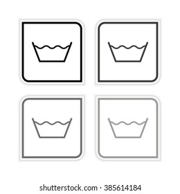 washing by machine or hands  - grayscale vector icon