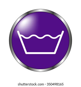 washing by machine or hands - vector icon; violet button