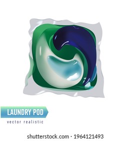 Washing capsule pod isolated. Liquid detergent. Vector realistic