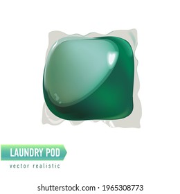 Washing capsule pod isolated. Liquid detergent. Vector realistic illustration