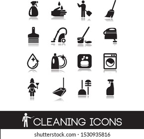 Washing And Cleaning Icons Set.