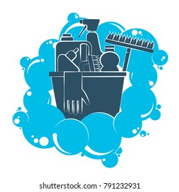 Washing and cleaning with tool symbol