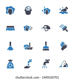 Washing & cleaning vector graphics glyph icons in blue gray color - Set 1