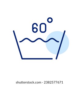 Washing clothes at 60 degrees temperature. Laundry instructions label. Pixel perfect icon