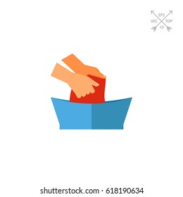 Washing Clothes in Basin by Hands Icon
