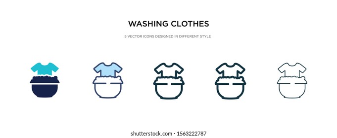 washing clothes icon in different style vector illustration. two colored and black washing clothes vector icons designed in filled, outline, line and stroke style can be used for web, mobile, ui