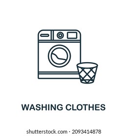 Washing Clothes icon. Line element from cleaning collection. Linear Washing Clothes icon sign for web design, infographics and more.