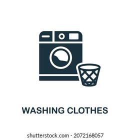 Washing Clothes icon. Monochrome sign from cleaning collection. Creative Washing Clothes icon illustration for web design, infographics and more