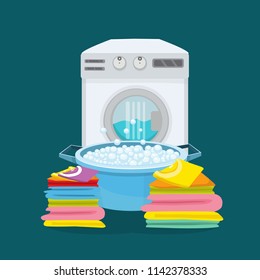 washing clothes, laundry, vector