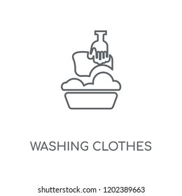 Washing clothes linear icon. Washing clothes concept stroke symbol design. Thin graphic elements vector illustration, outline pattern on a white background, eps 10.