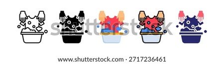 Washing Clothes Multiple Style Icon Set Collection..