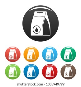 Washing detergent icons set 9 color vector isolated on white for any design