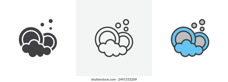 Washing dishes colored icon set