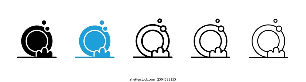 Washing dishes icon in black and blue colors