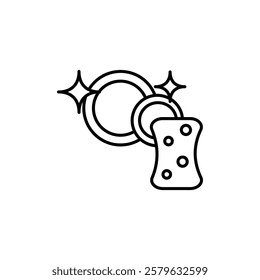 Washing dishes icon logo sign set vector outline