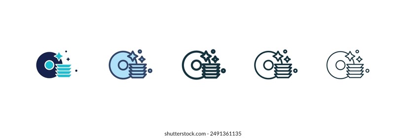 Washing dishes icon set on white background