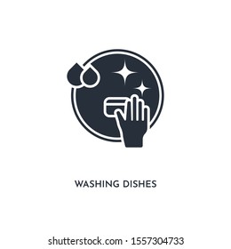 washing dishes icon. simple element illustration. isolated trendy filled washing dishes icon on white background. can be used for web, mobile, ui.