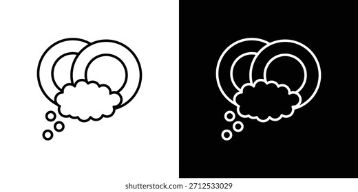 Icono de lavar platos. Símbolo plano simple. Ilustración de pictograma de contorno negro perfecto