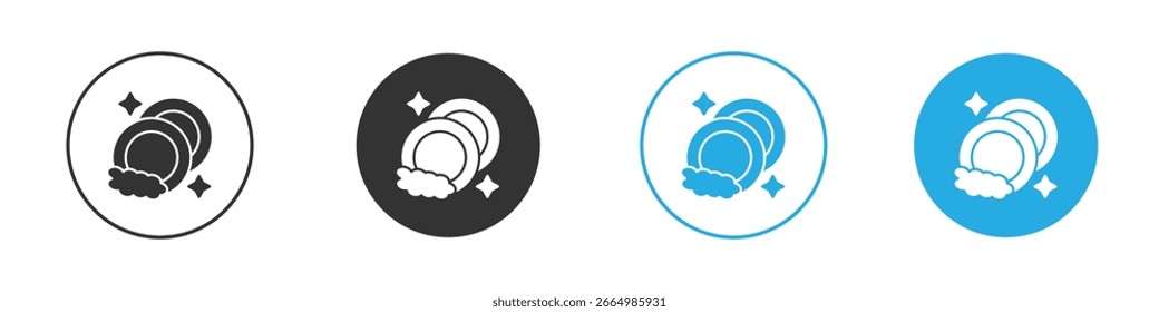 Washing dishes icon solid style. Flat vector illustration.