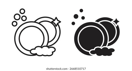 Washing dishes icon solid style. Flat vector illustration.