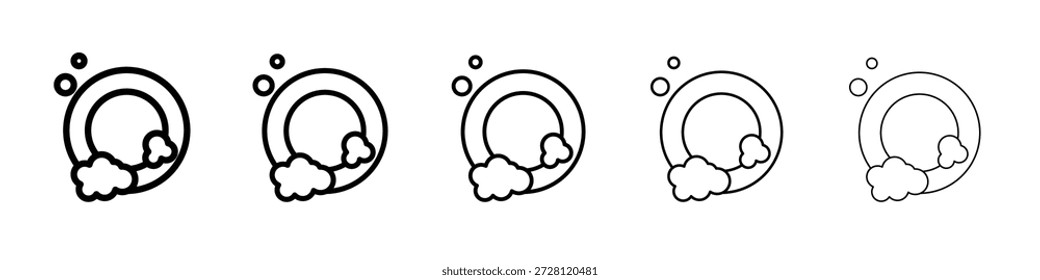 Washing dishes icon vector in editable stroke linear pictogram