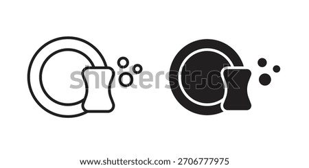 Washing dishes icon vector glyph flat and trendy stroke line pack