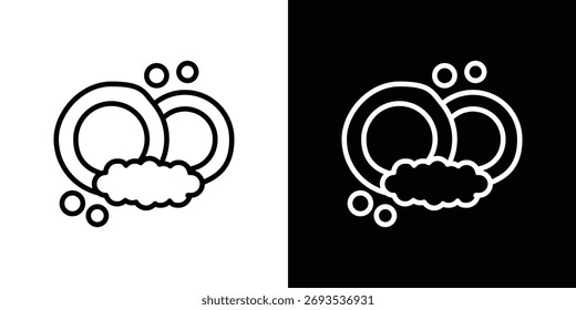 Washing dishes icon vector graphics in strokes
