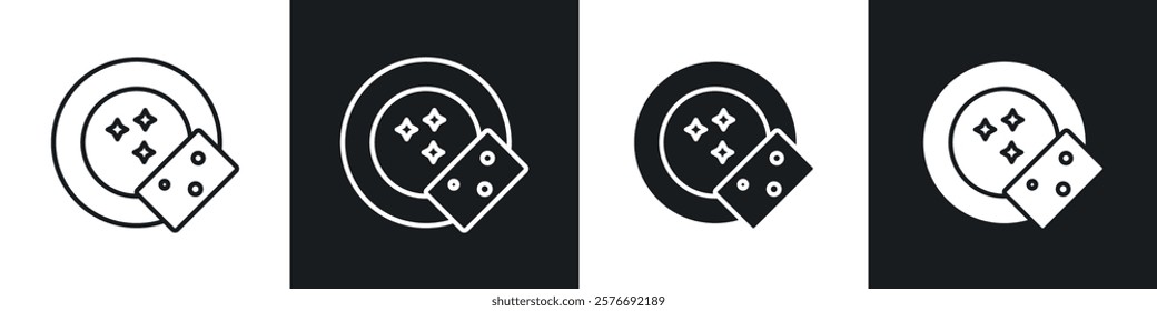 Washing dishes icons collection in black and white solid and line style