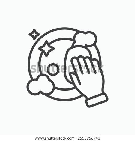 Washing dishes isolated icon. vector illustration.